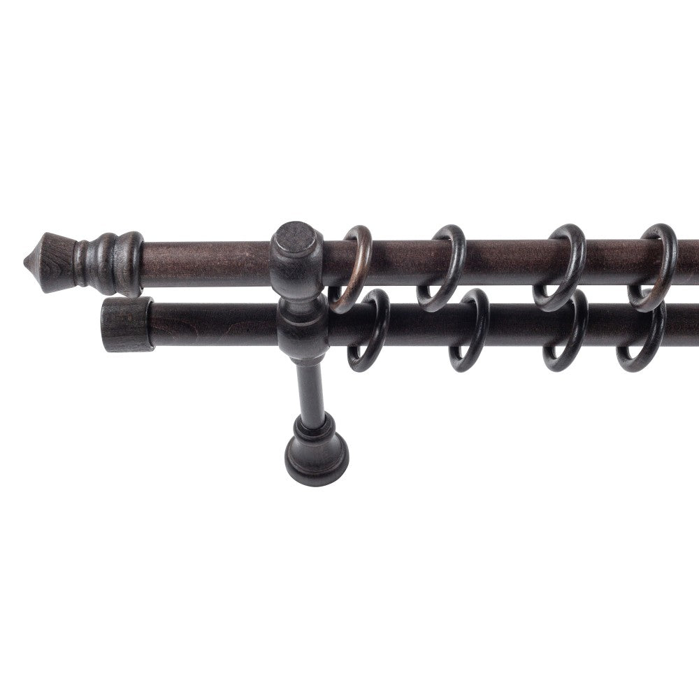 Galerie dubla lemn masiv King, nuanta wenge, 360 cm - KIT COMPLET