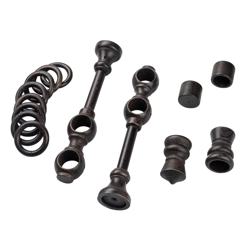 Galerie dubla lemn masiv King, nuanta wenge, 280 cm - KIT COMPLET