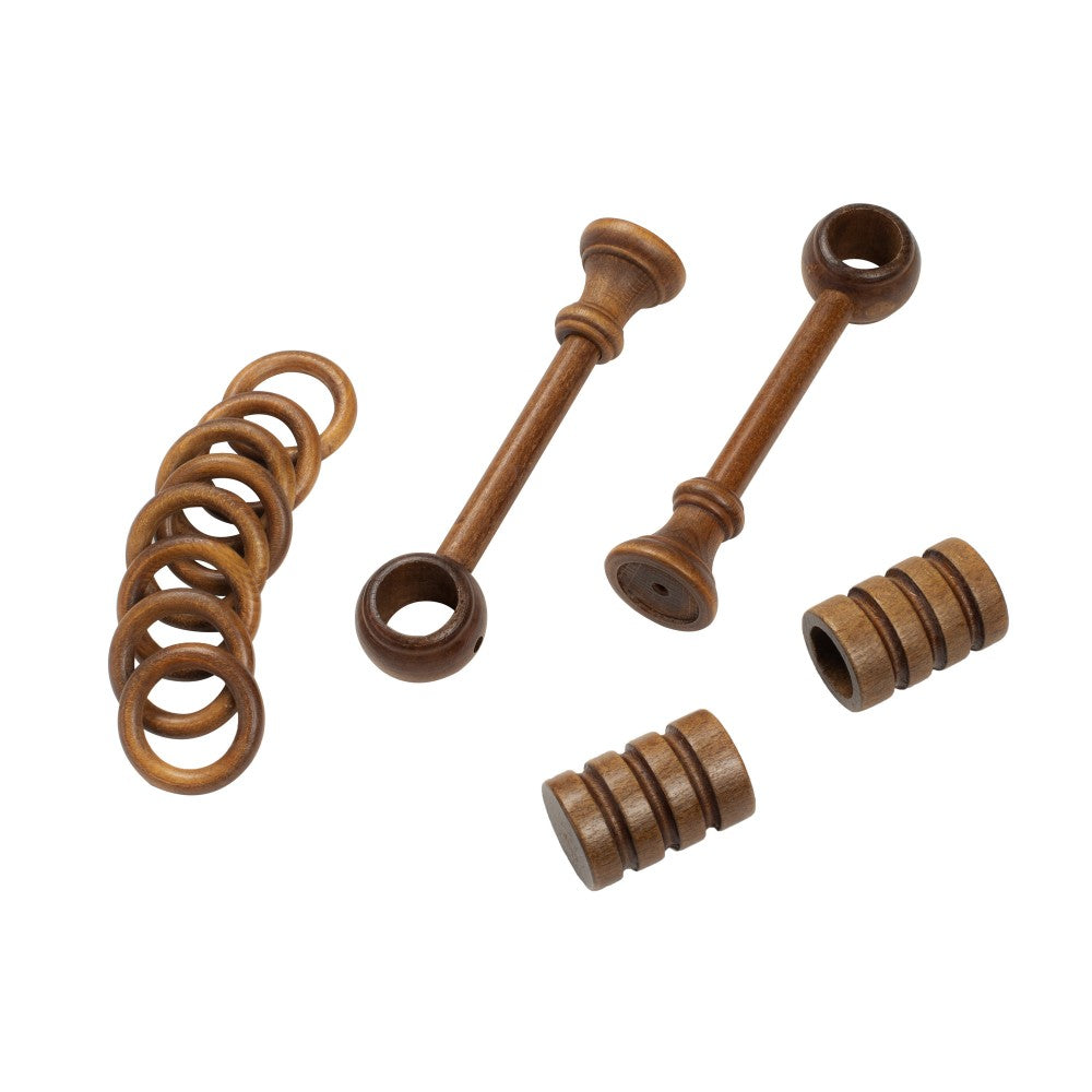 Galerie simpla lemn masiv Pisa, consola standard, nuanta nuc, 140 cm - KIT COMPLET