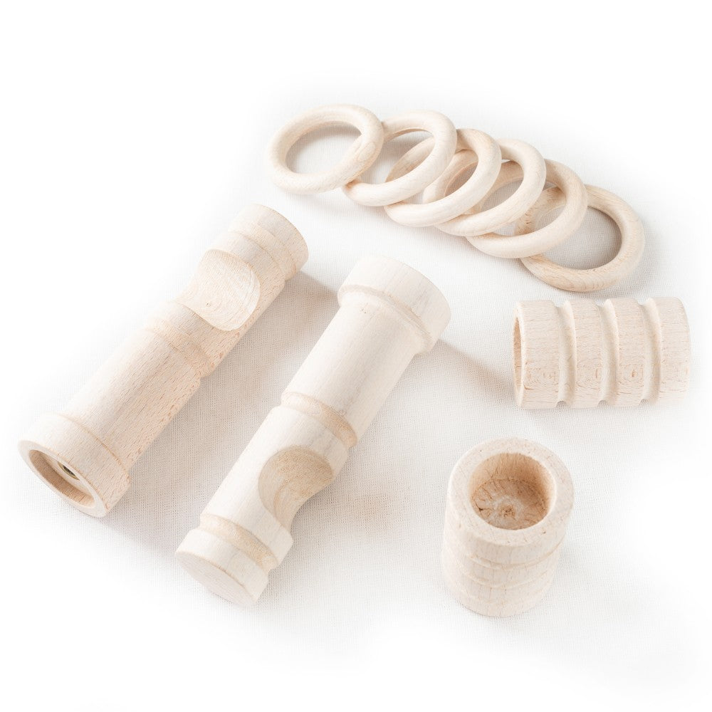 Galerie simpla lemn masiv Pisa, consola moderna, nuanta alb-antic, 220 cm - KIT COMPLET