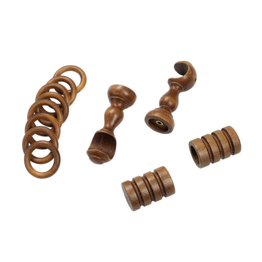 Galerie simpla lemn masiv Pisa, consola clasica, nuanta nuc, 360 cm - KIT COMPLET