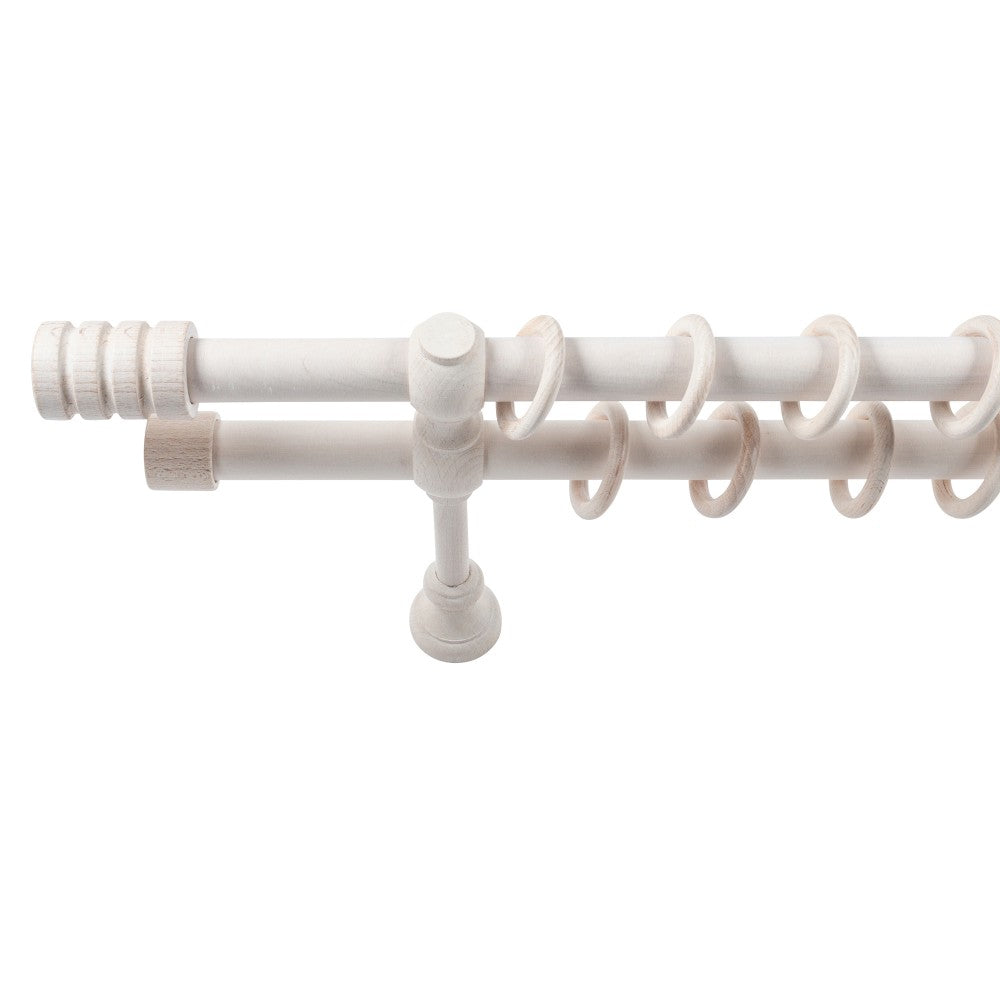 Galerie dubla lemn masiv Pisa, nuanta alb-antic, 280 cm - KIT COMPLET