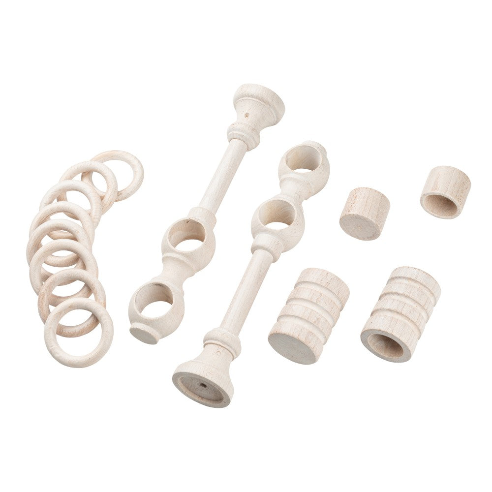 Galerie dubla lemn masiv Pisa, nuanta alb-antic, 140 cm - KIT COMPLET