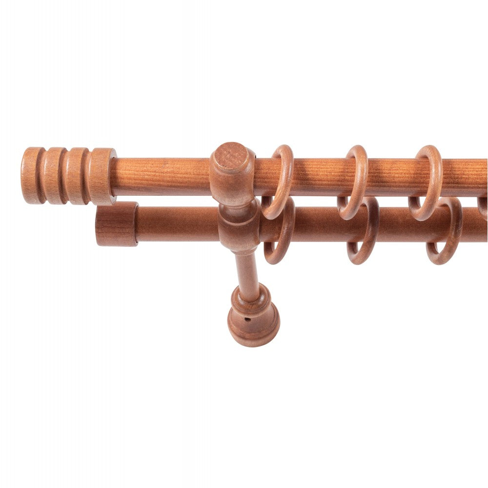 Galerie dubla lemn masiv Pisa, nuanta cires, 120 cm - KIT COMPLET