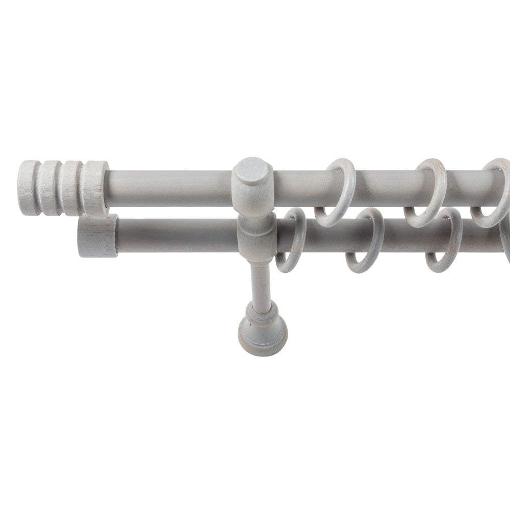 Galerie dubla lemn masiv Pisa, nuanta gri-antic, 180 cm - KIT COMPLET