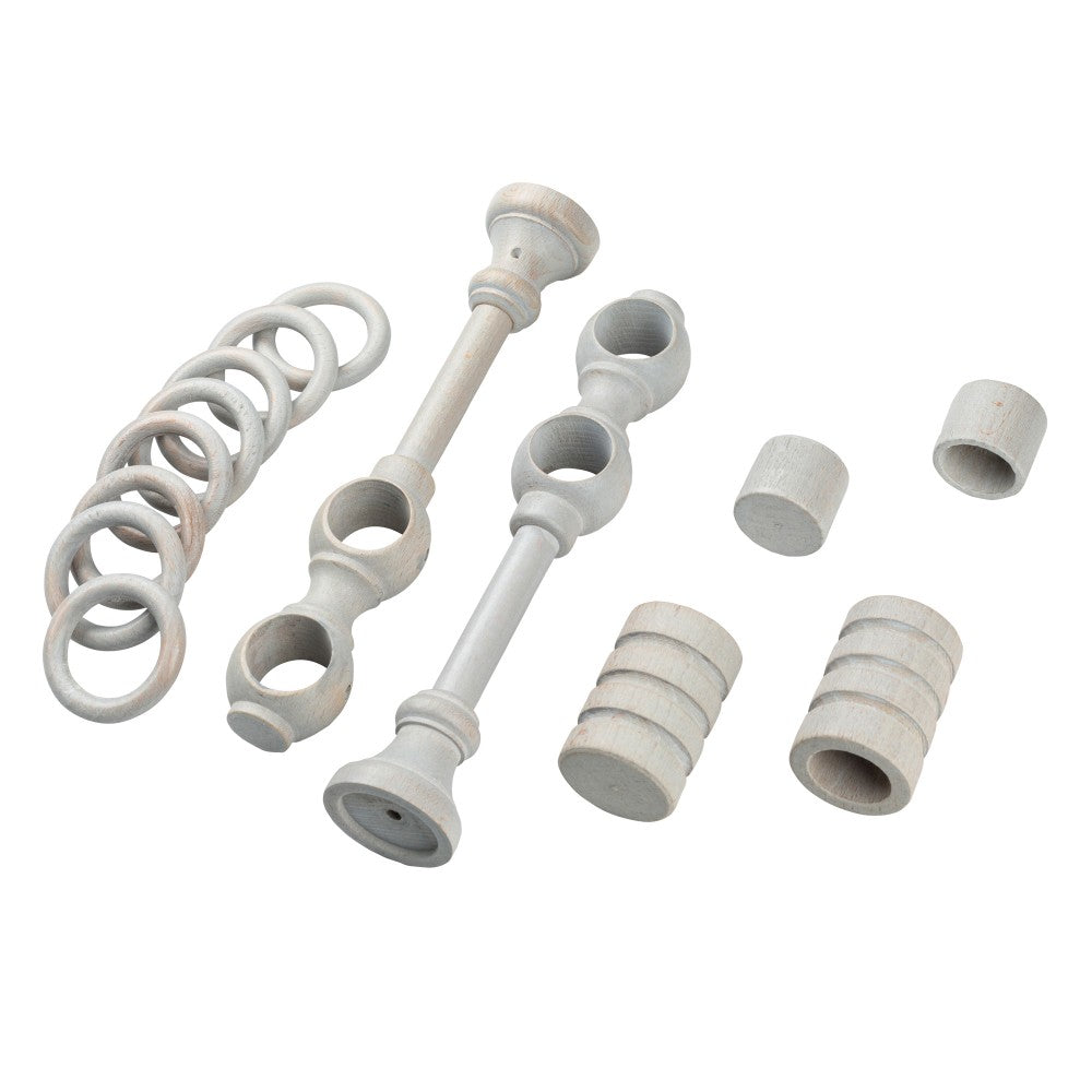 Galerie dubla lemn masiv Pisa, nuanta gri-antic, 220 cm - KIT COMPLET