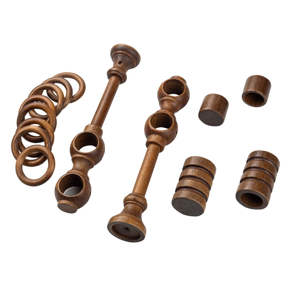 Galerie dubla lemn masiv Pisa, nuanta nuc, 260 cm - KIT COMPLET