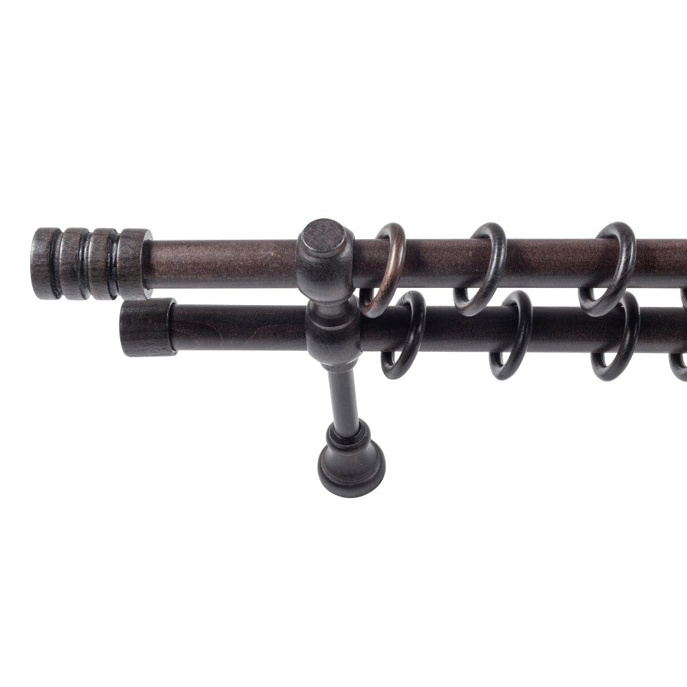 Galerie dubla lemn masiv Pisa, nuanta wenge, 120 cm - KIT COMPLET
