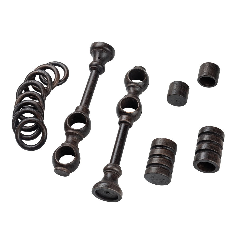 Galerie dubla lemn masiv Pisa, nuanta wenge, 120 cm - KIT COMPLET