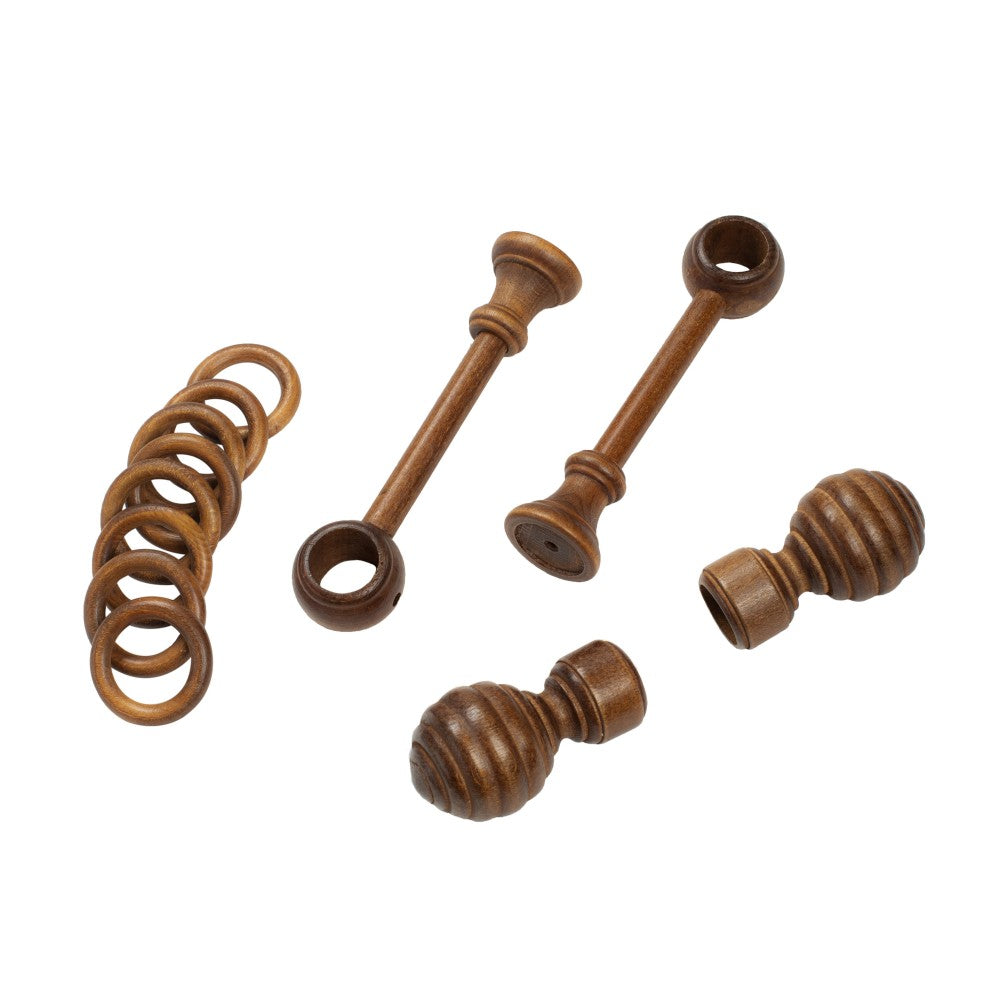 Galerie simpla lemn masiv Regal, consola standard, nuanta nuc, 280 cm - KIT COMPLET