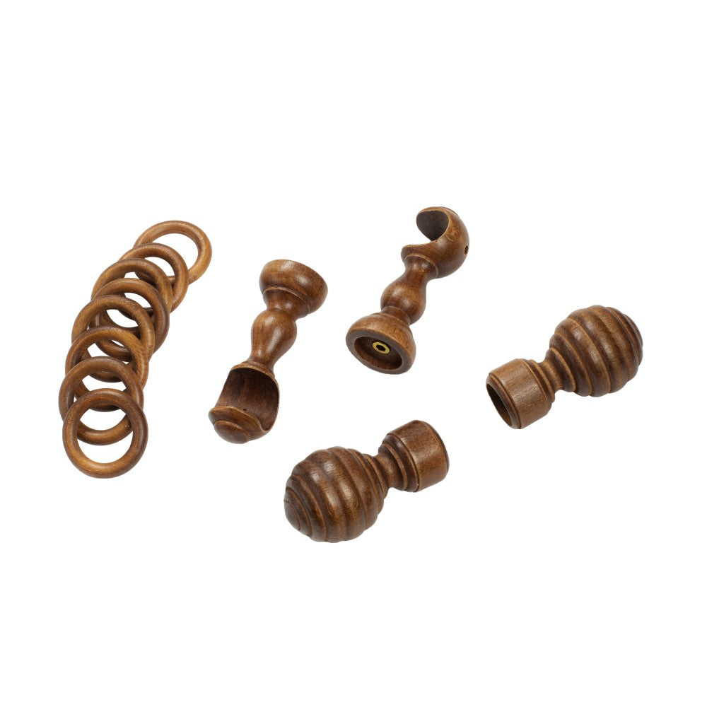 Galerie simpla lemn masiv Regal, consola clasica, nuanta nuc, 300 cm - KIT COMPLET