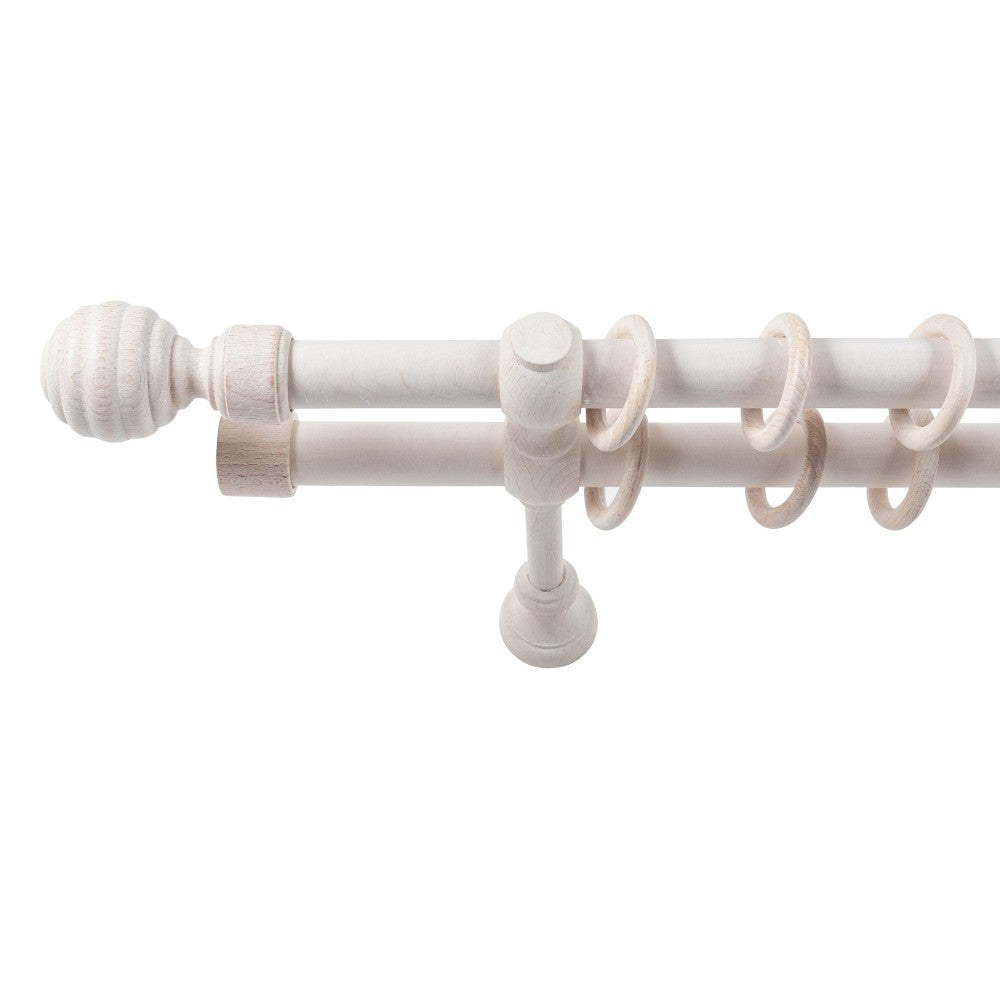 Galerie dubla lemn masiv Regal, nuanta alb-antic, 260 cm - KIT COMPLET