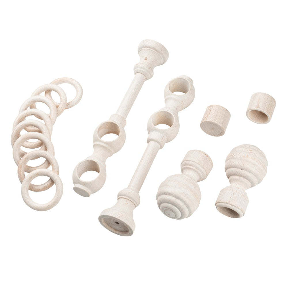 Galerie dubla lemn masiv Regal, nuanta alb-antic, 140 cm - KIT COMPLET