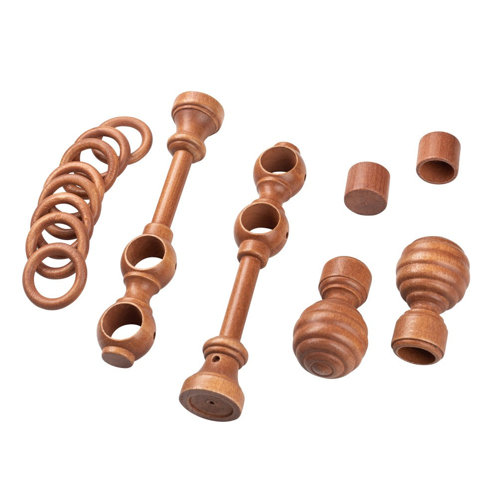 Galerie dubla lemn masiv Regal, nuanta cires, 220 cm - KIT COMPLET