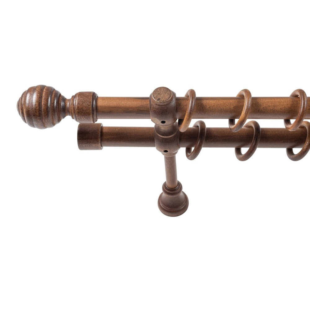 Galerie dubla lemn masiv Regal, nuanta nuc, 400 cm - KIT COMPLET