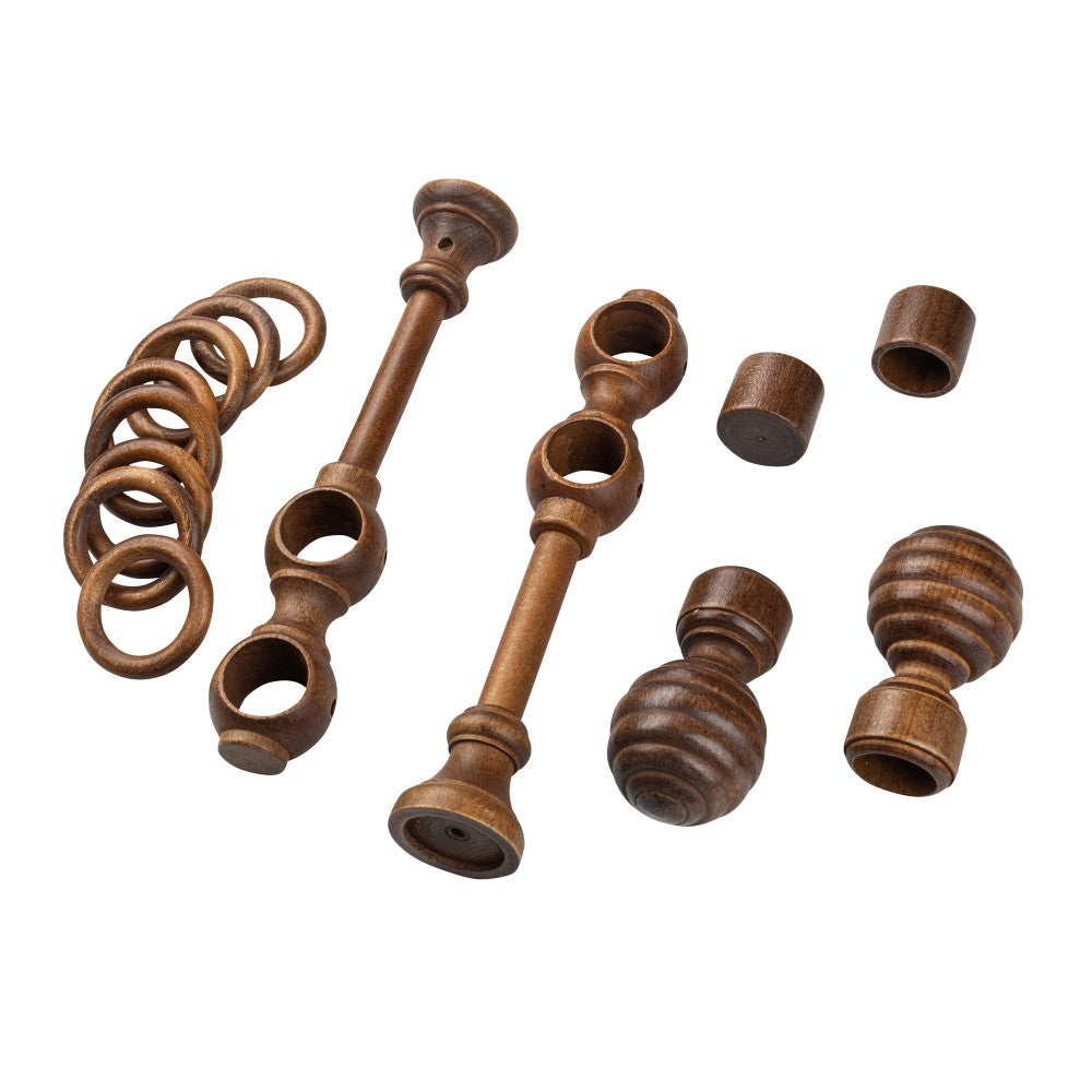 Galerie dubla lemn masiv Regal, nuanta nuc, 400 cm - KIT COMPLET