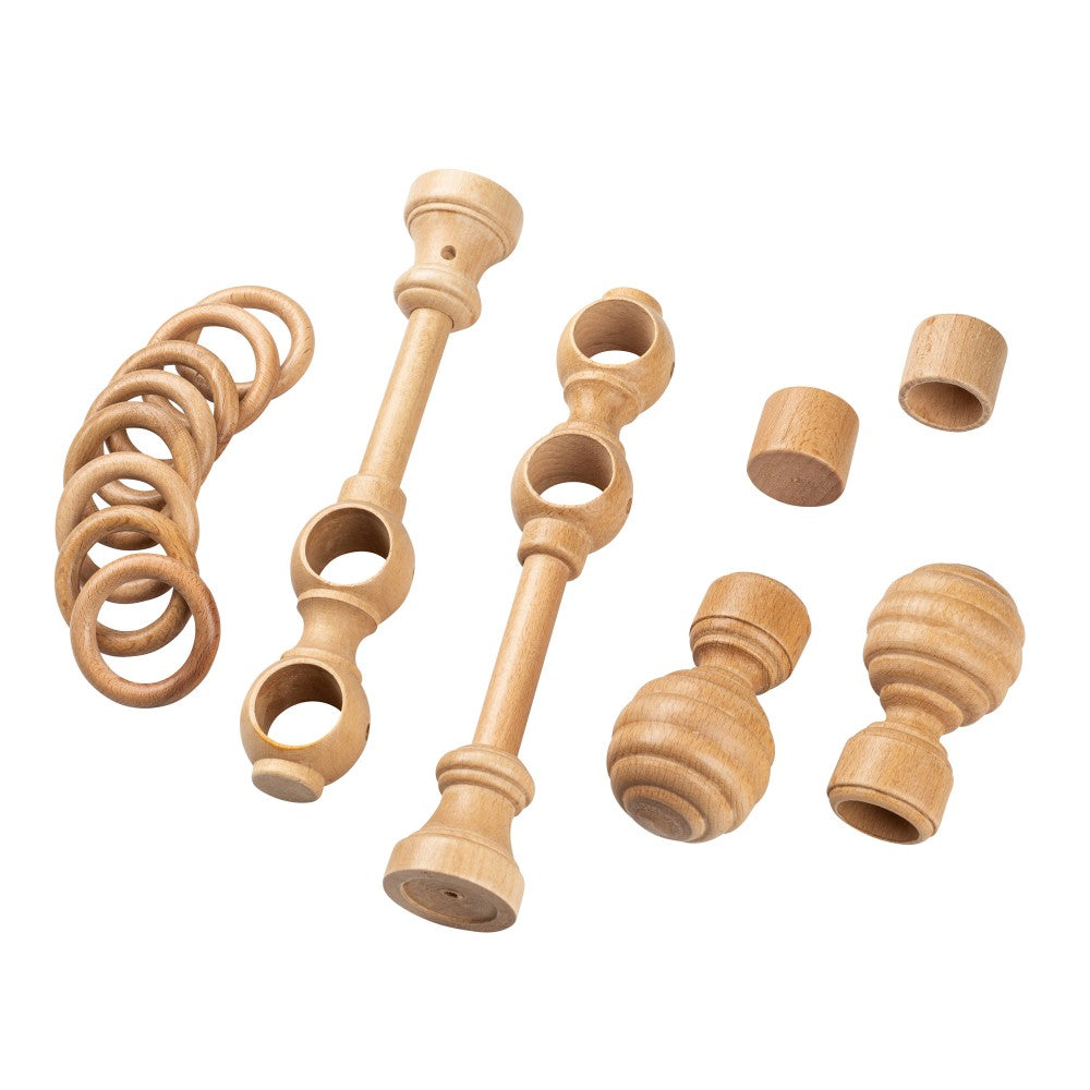 Galerie dubla lemn masiv Regal, nuanta stejar, 260 cm - KIT COMPLET