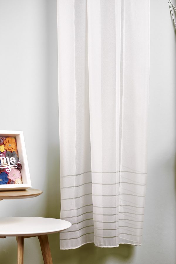 Perdea Letizia 02, ivoire, mătase, dungi orizontale