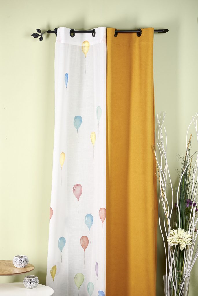 Madras 12 drapery, mustard yellow, matte, textured