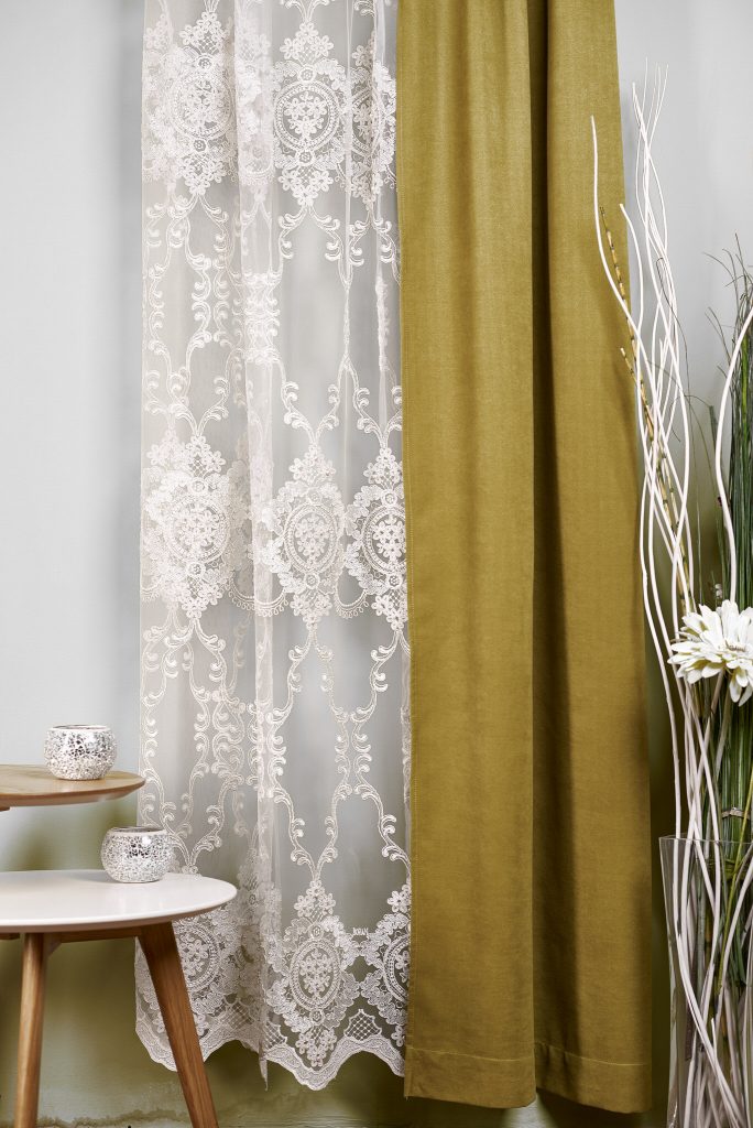 Madras 32 drapery, green, matte, textured