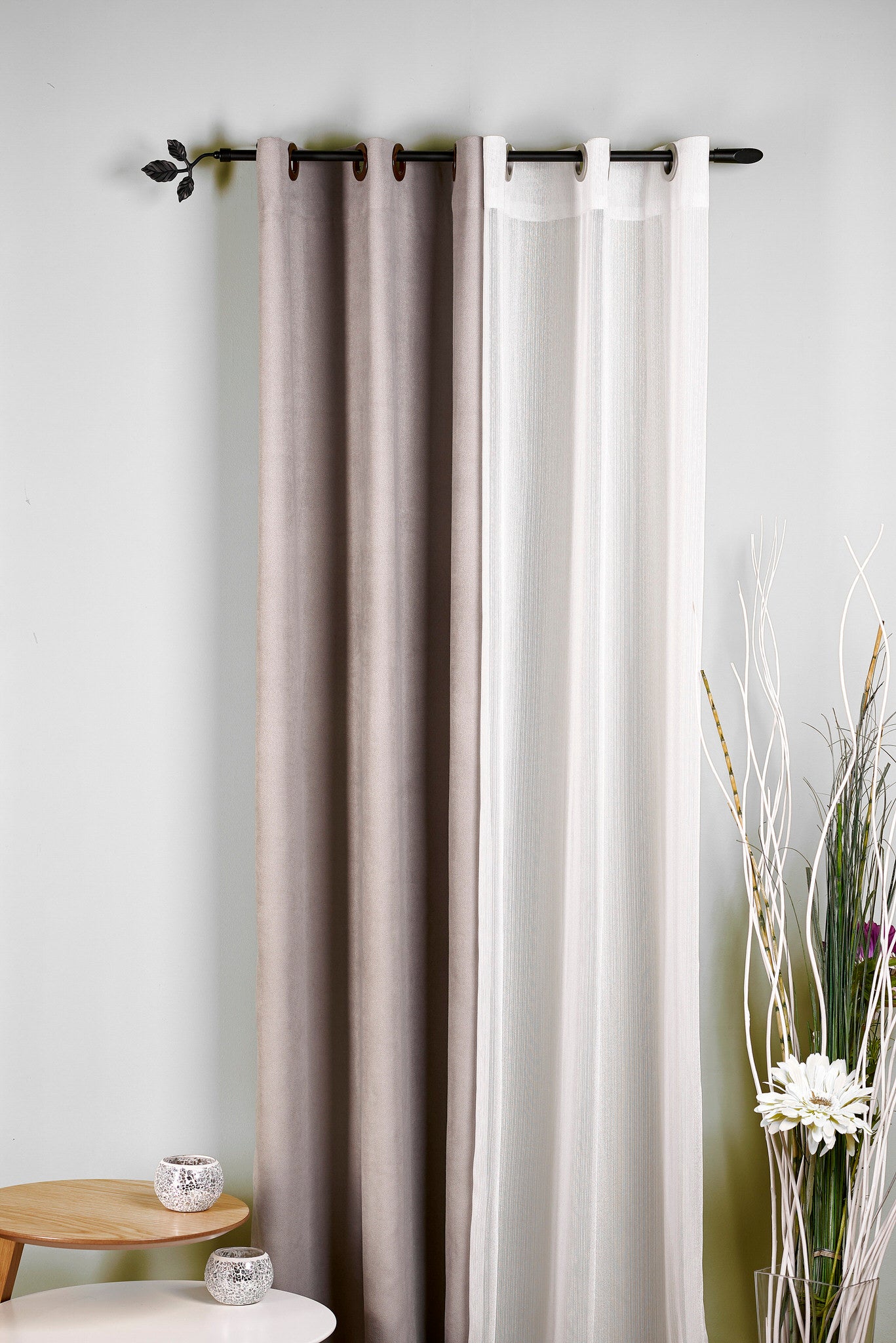 Draperie Madras 34, gri deschis, mată, texturată