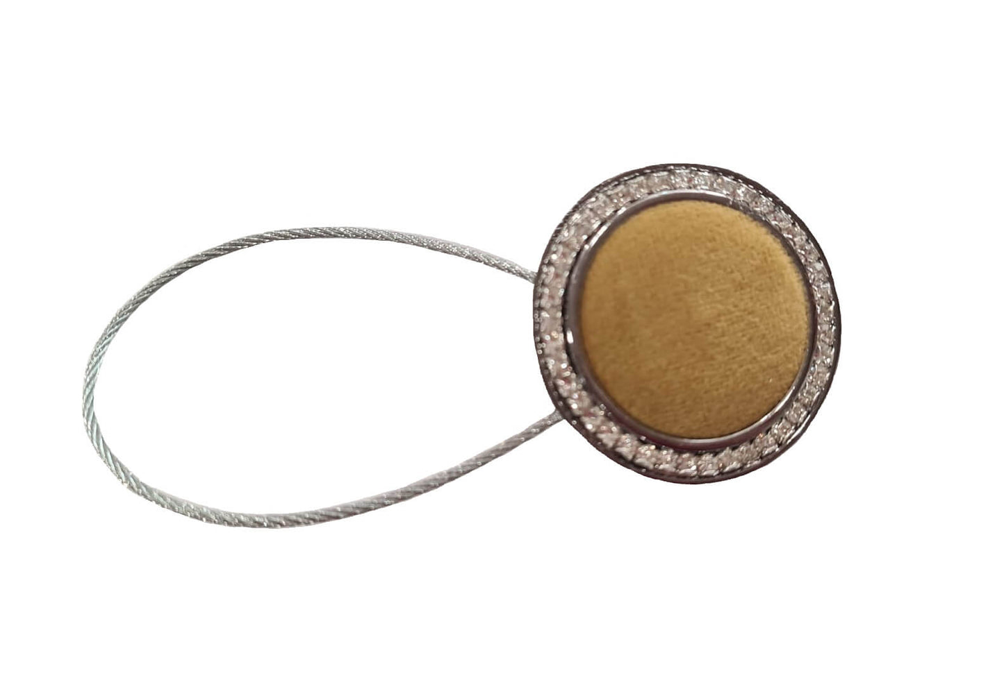 Velvet 224 decorative magnet with cord for hanging curtains and drapes, mustard yellow, metallic