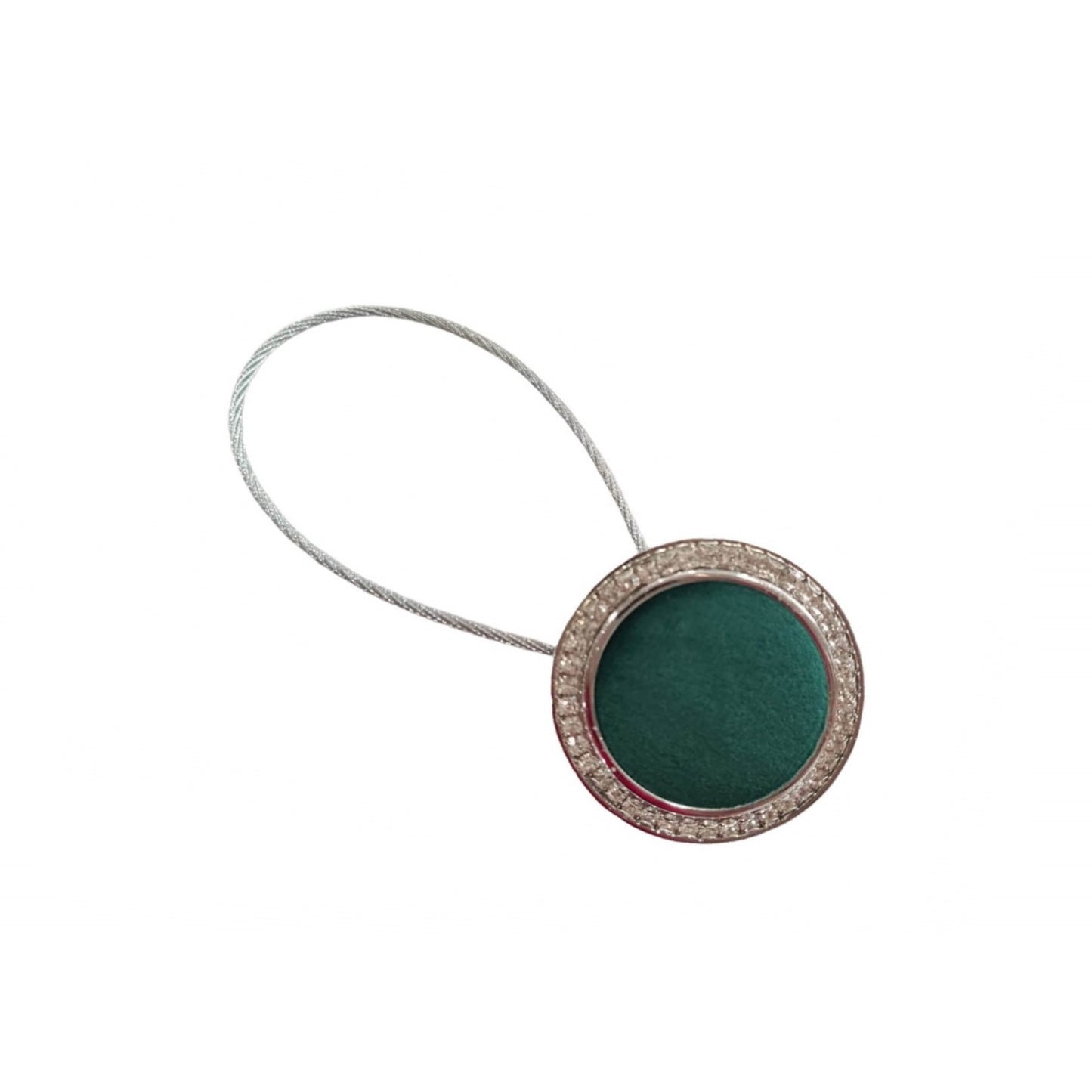 Velvet 35 decorative magnet with cord for hanging curtains and drapes, emerald green, metallic