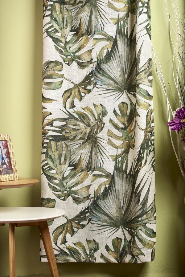 Draperie Palm Mode Home 03, in, ivoire, verde, draperie imprimată