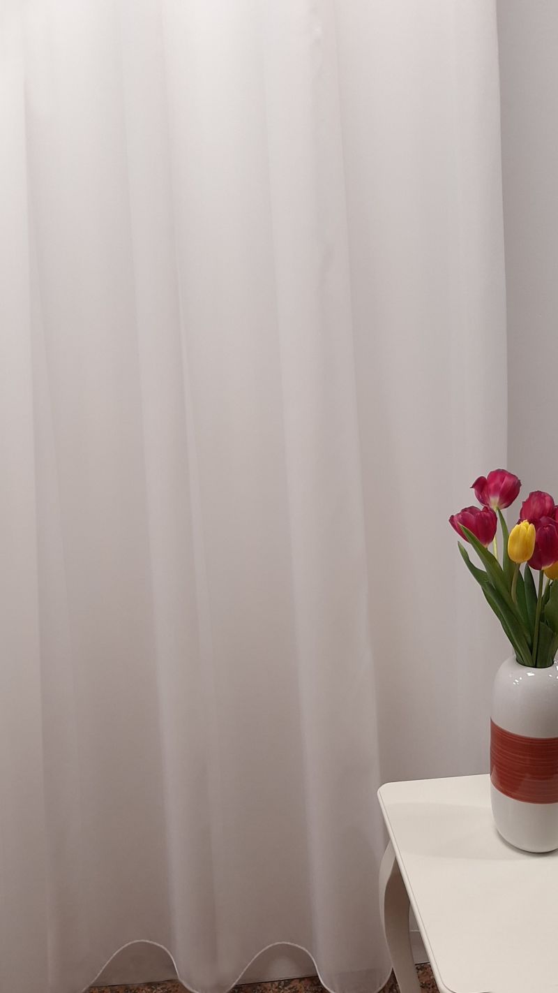 Perdea FR 1090/01, voal, alb, simplu