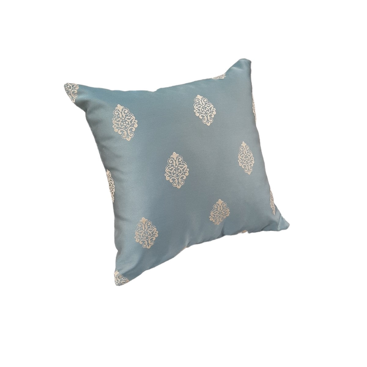 Set 2 perne decorative TS Baroc, 40x40 cm, tafta, verde mentă cu model auriu clasic baroc