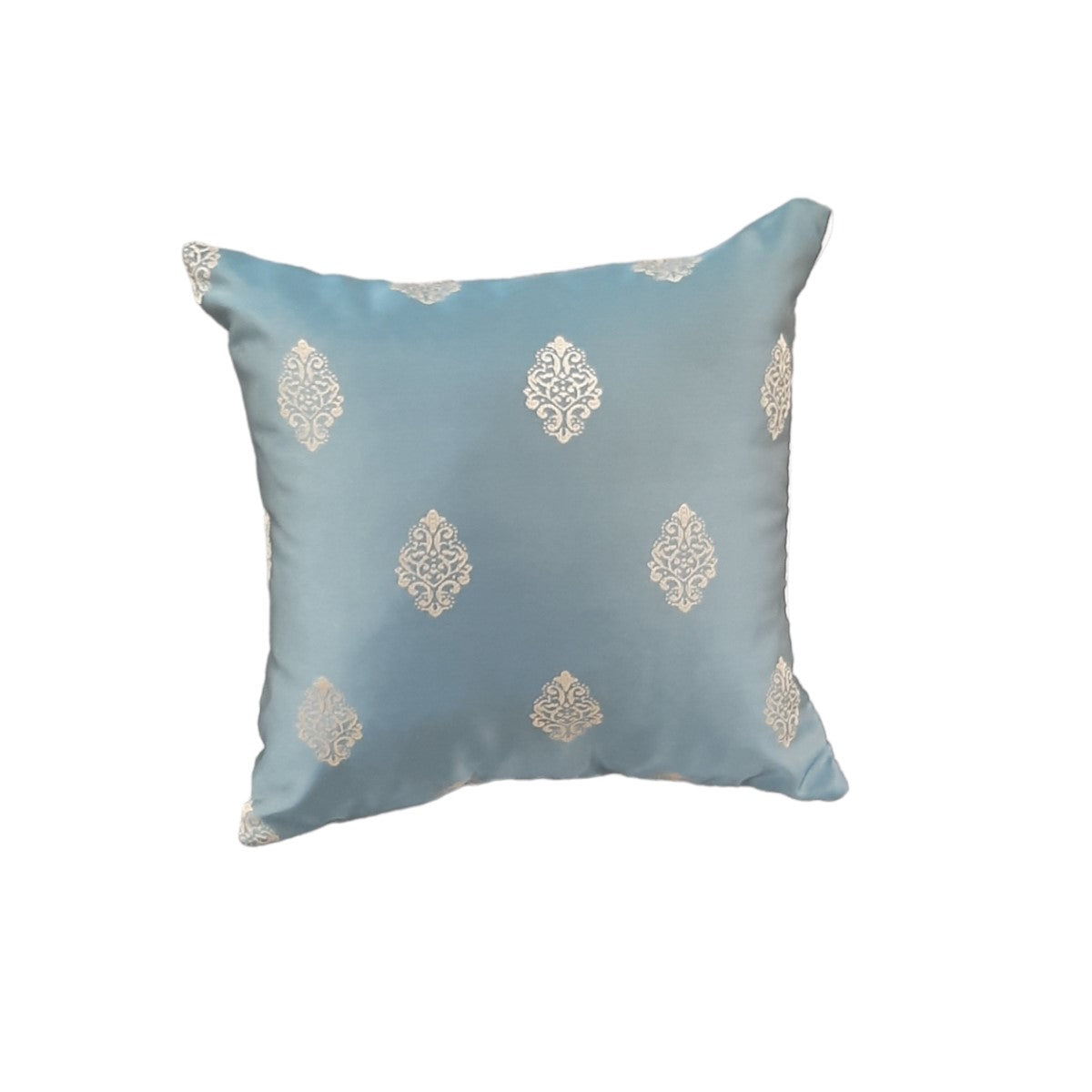 Set 2 perne decorative TS Baroc, 40x40 cm, tafta, verde mentă cu model auriu clasic baroc