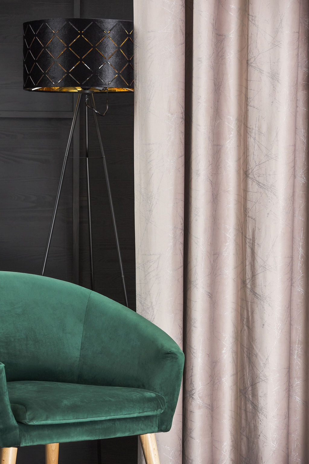 Draperie Ruben 04, catifea, grej cu inserții argintii