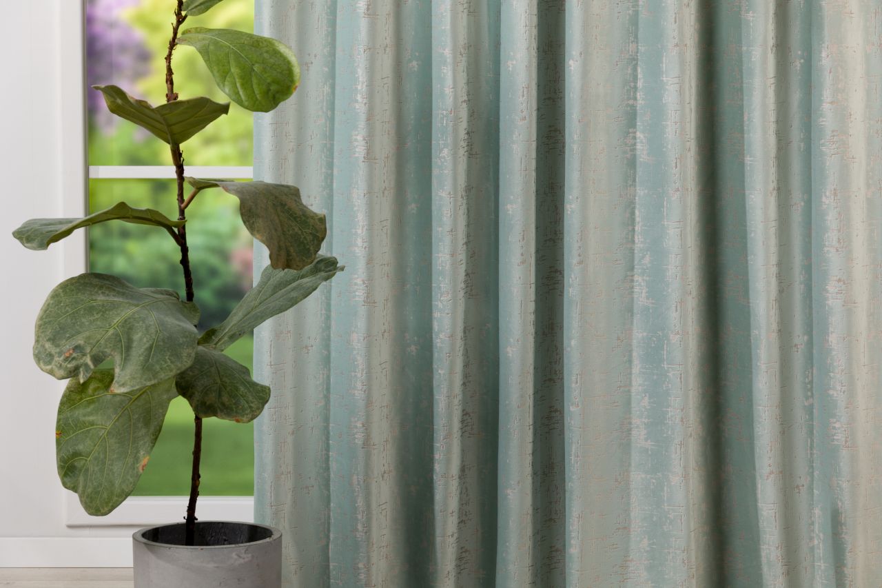 Draperie Scento 03, verde mentă, catifea, model abstract cu irizații strălucitoare