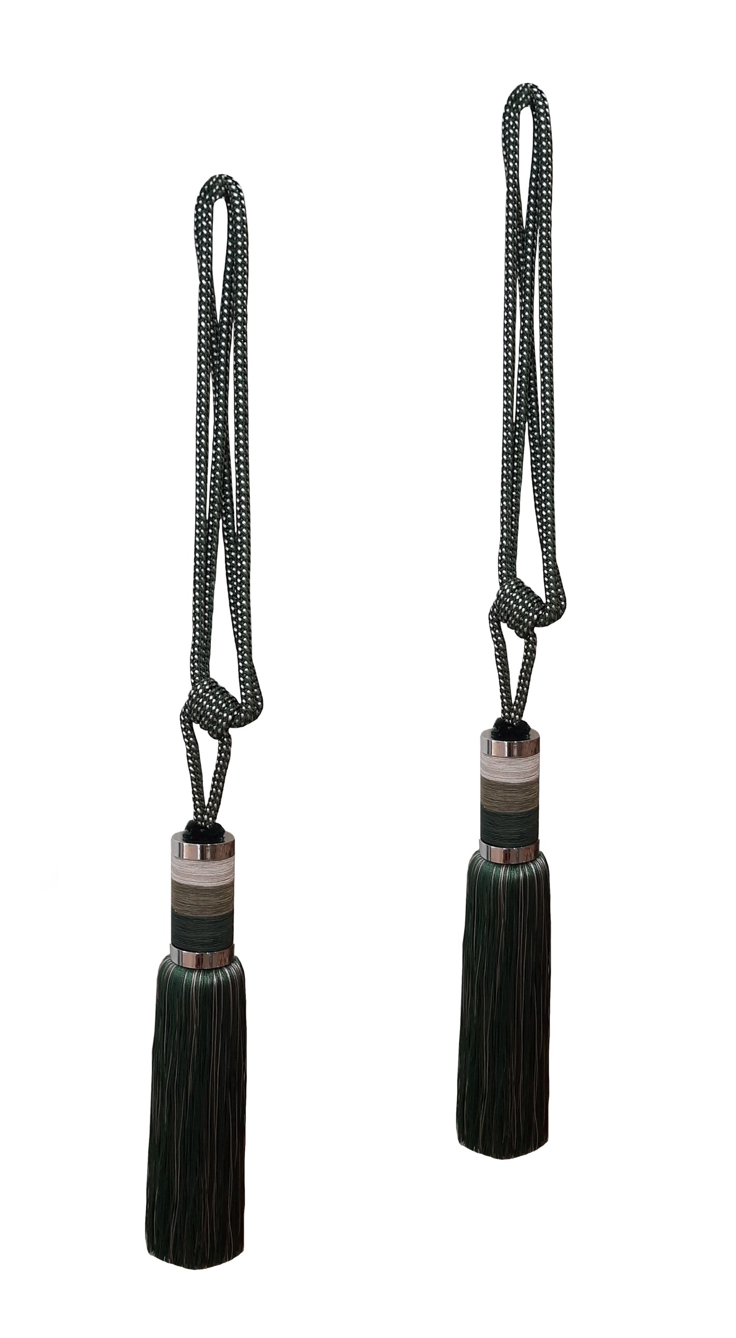 Set of 2 decorative tassels with cord for curtains and drapes, Canaf Emerald, emerald green, in gradients, 80 cm