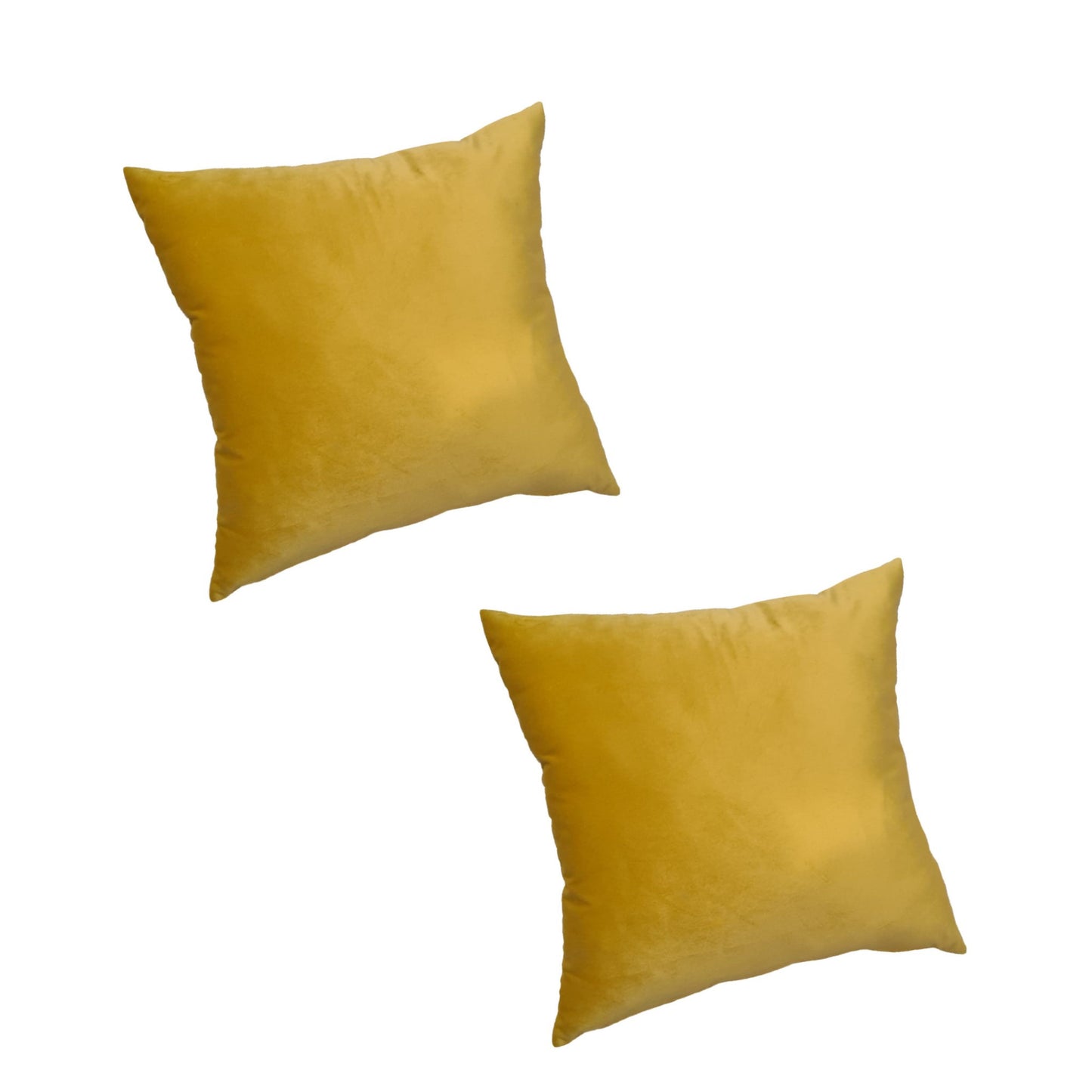 Set 2 perne decorative cu burduf Velvet 773, catifea, 40×40 cm, galben