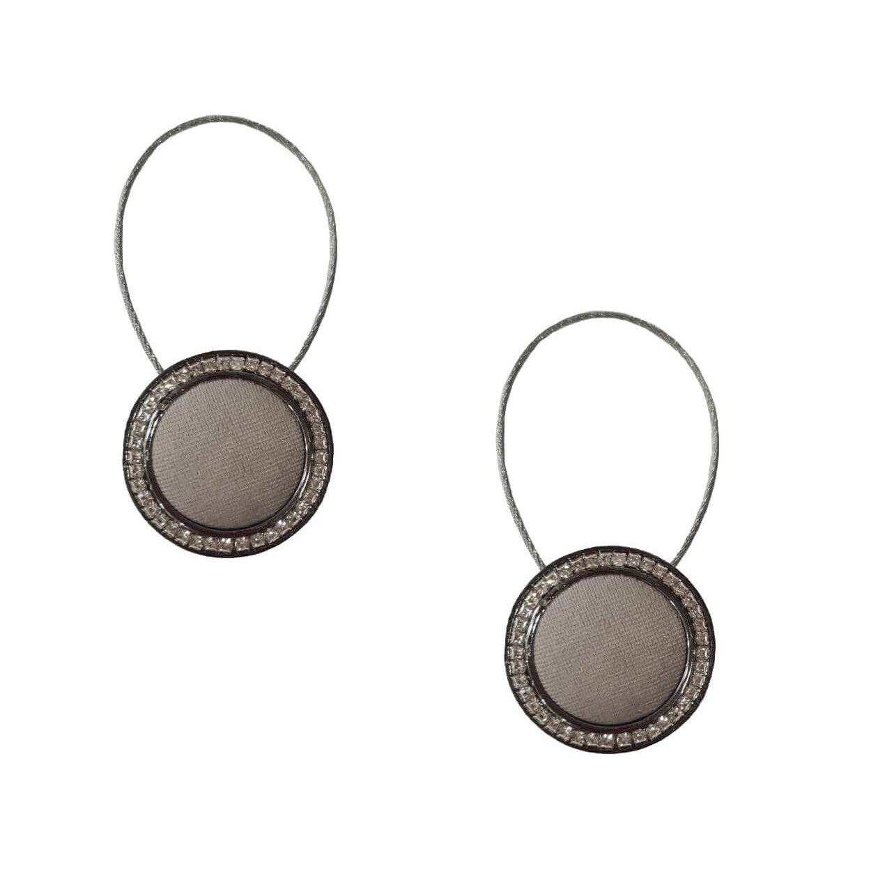 Velvet 02 decorative magnet set with cord for hanging curtains and drapes, pearl gray, metallic, 2 pieces