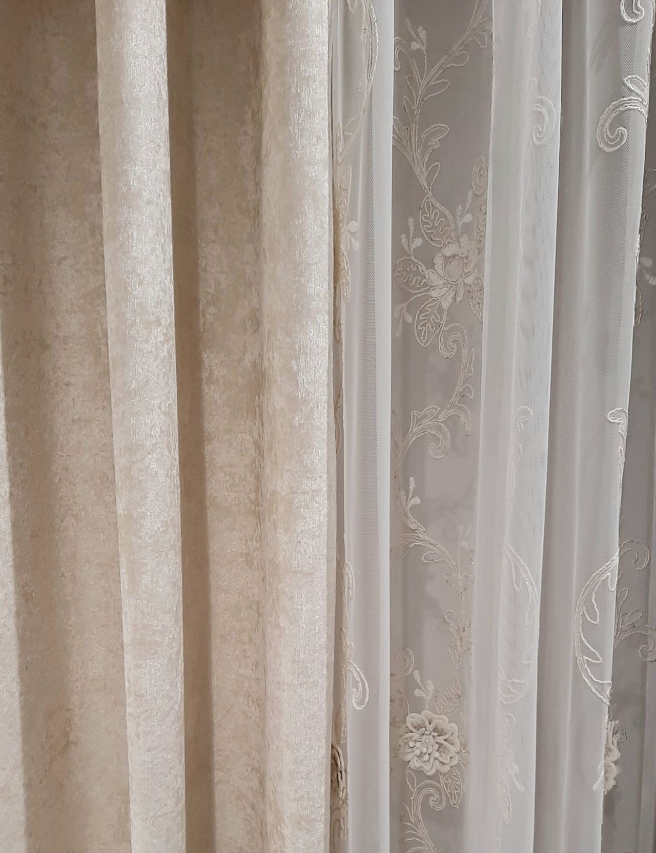Sonil 17415 drapery, velvet, silk, ivory