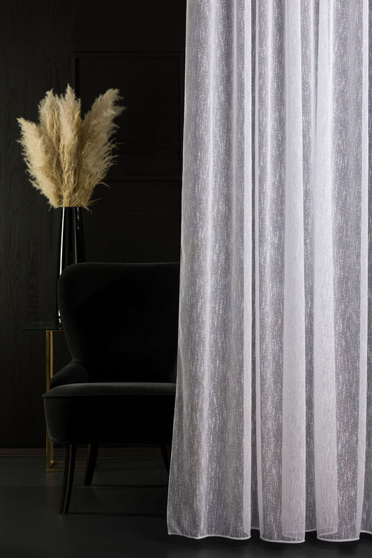 Perdea Tina 1000, albă, in, striații