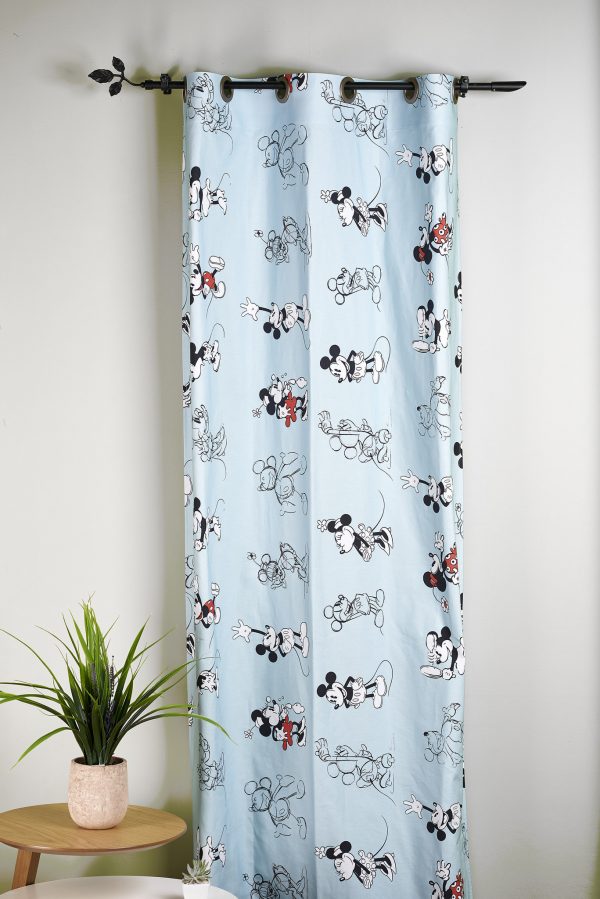 Draperie Twister Dooble Mickey, bumbac, bleu, cu imprimeu color, mat
