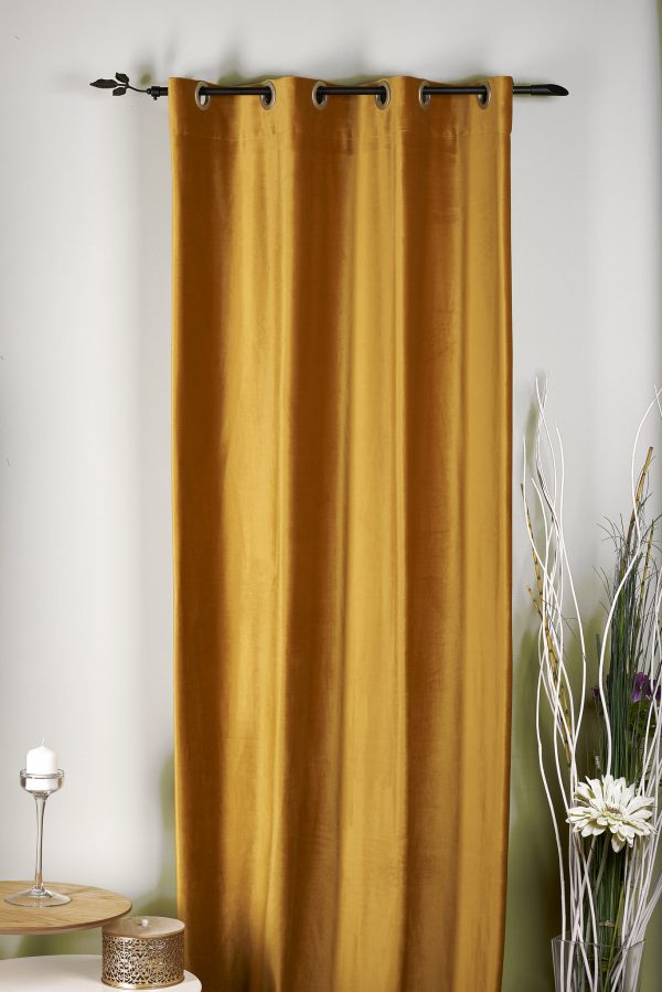 Velvet curtain 224, mustard yellow, silk