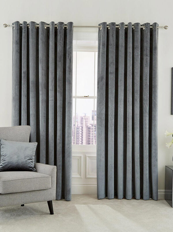 Draperie Yumos 1017, simplă, uni, catifea, gri perlat