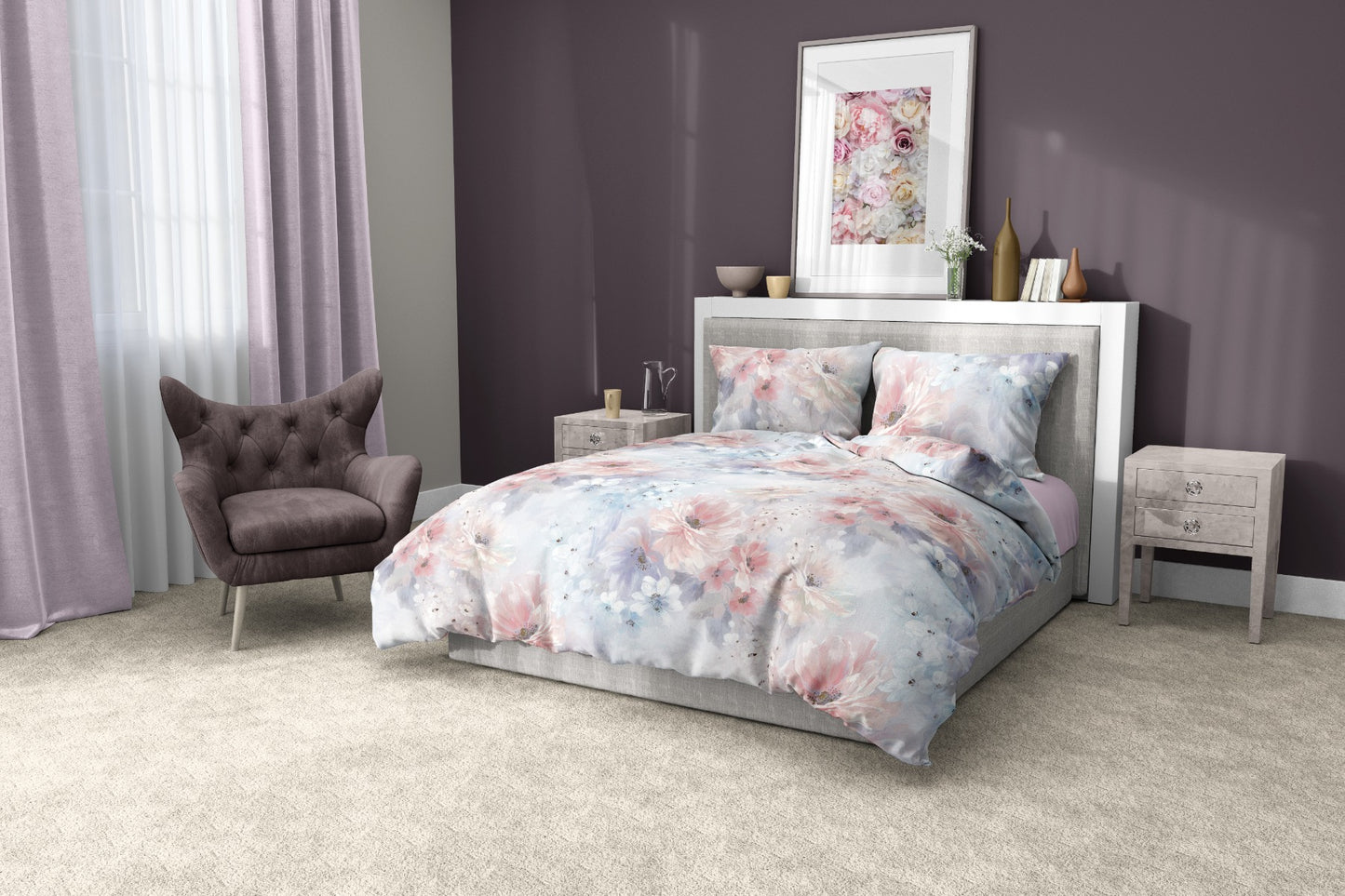 Lenjerie de pat ANNABELLE 100% bumbac ranforce 5 piese