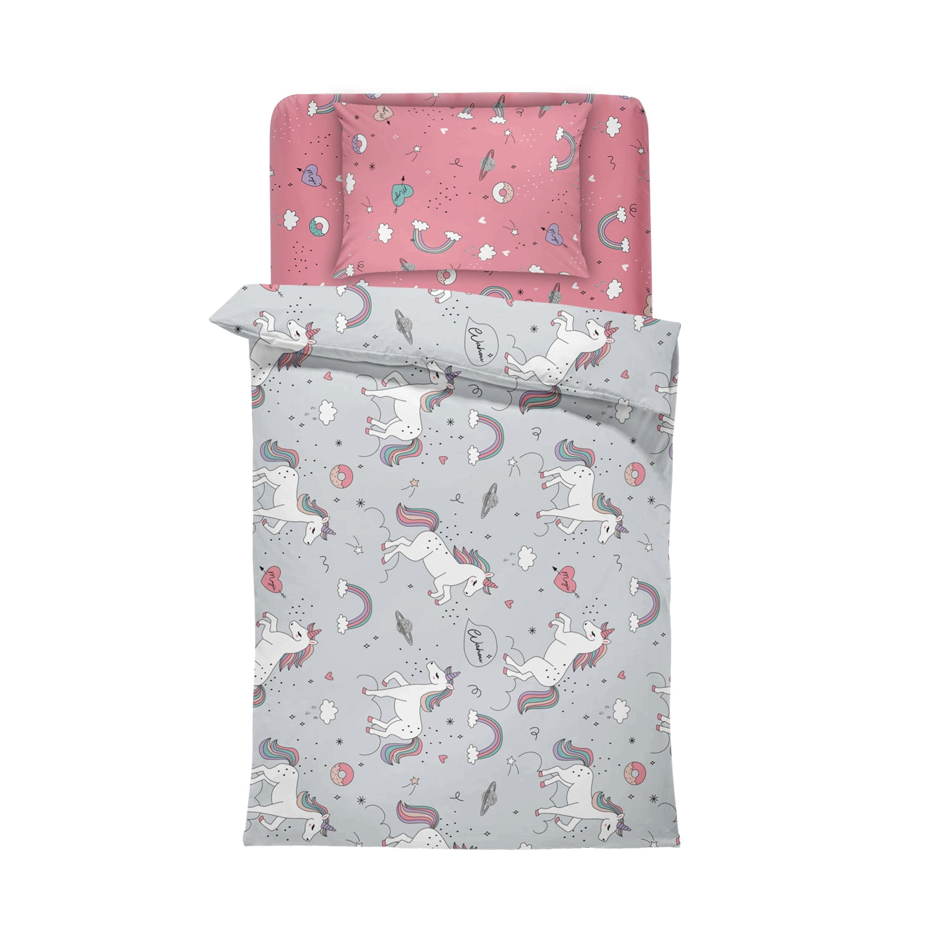 Lenjerie de pat pentru bebelusi UNICORN Bumbac Ranforce 100% 3 piese