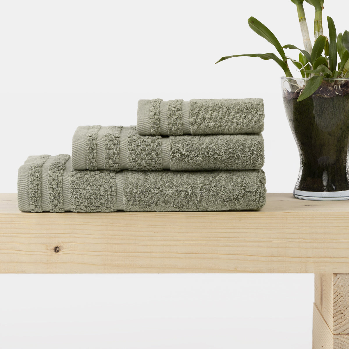 Prosop de baie BAMBOO verde prafuit 50/80 cm 50% bambus 50% bumbac