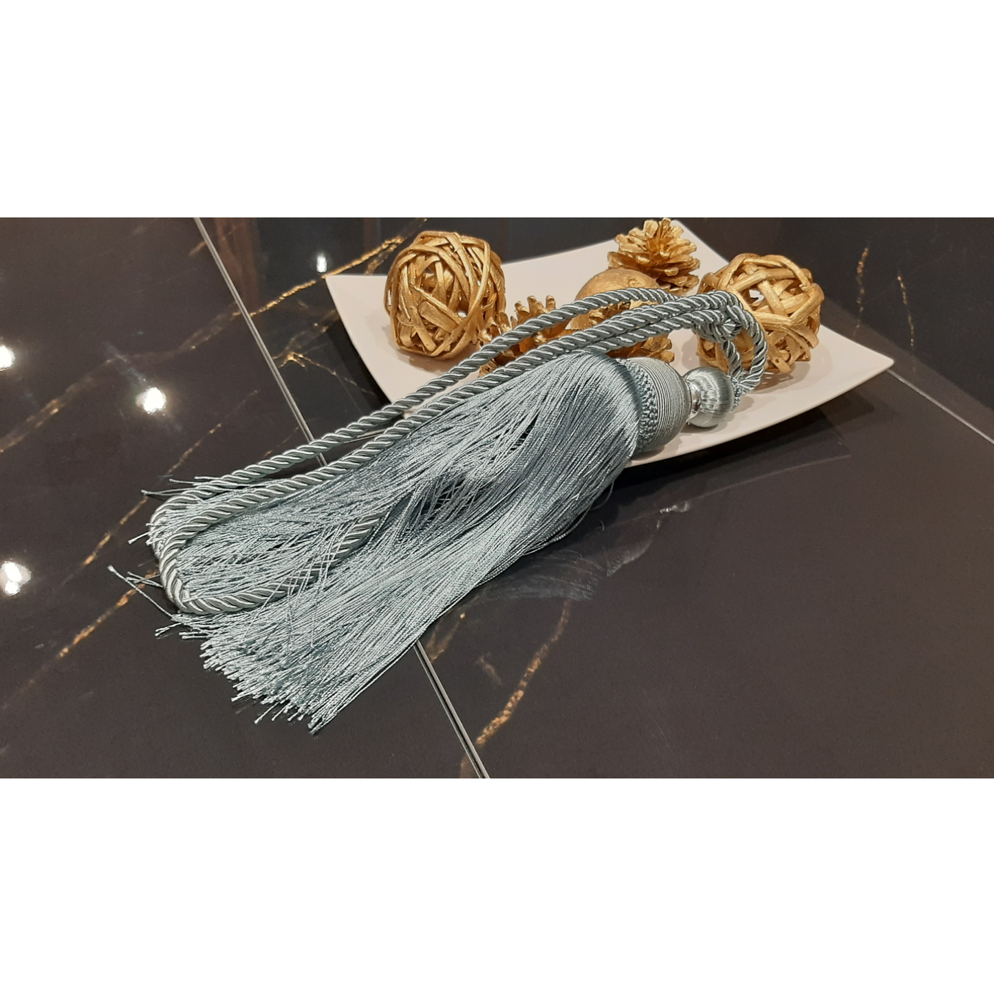 Canaf turcoaz, ciucure decorativ cu șnur pentru perdele și draperii, 72 cm