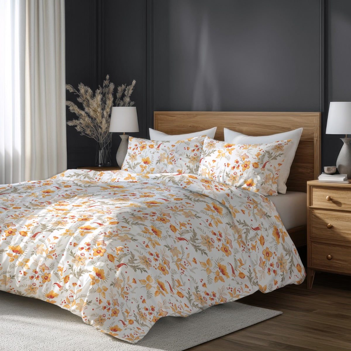 Lenjerie de pat fara cearsaf de pat CHARM 100% bumbac ranforce 3 piese