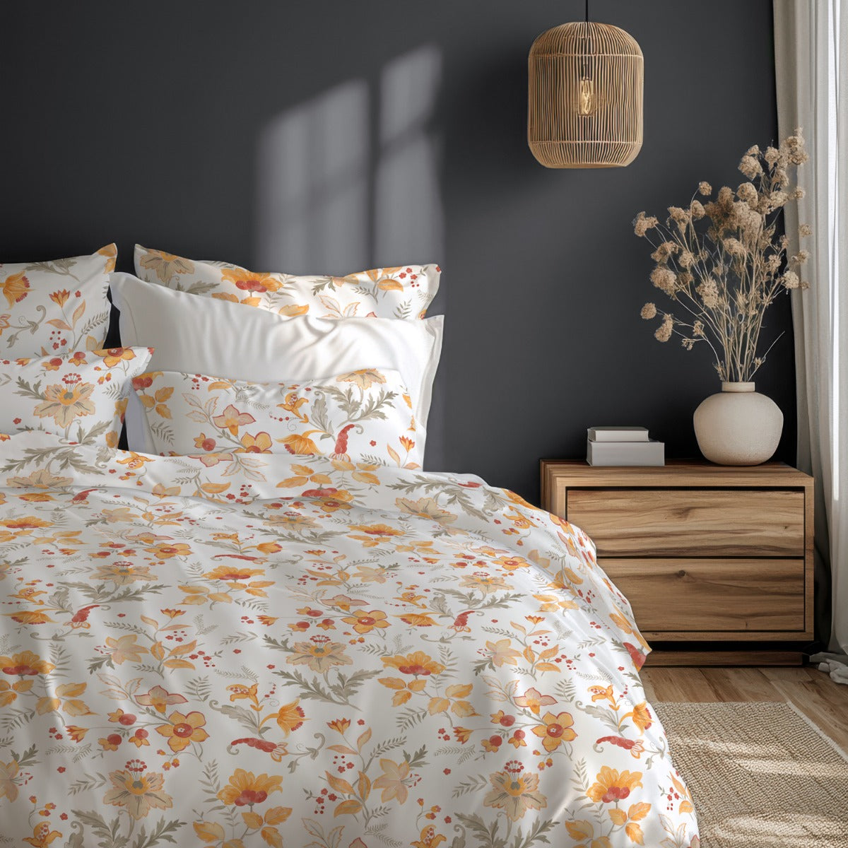 Lenjerie de pat fara cearsaf de pat CHARM 100% bumbac ranforce 2 piese