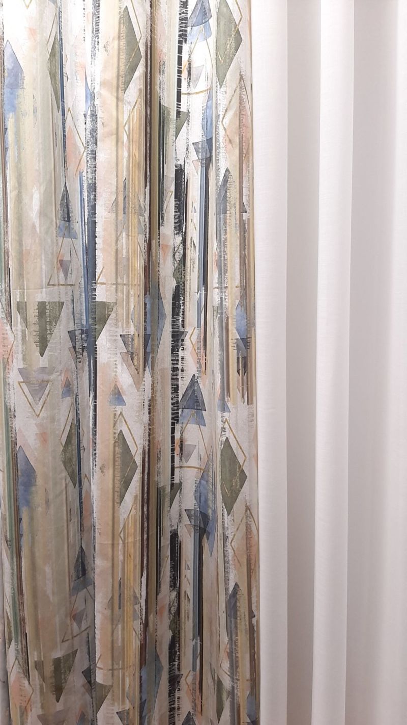 Draperie 646 CVK 4836, in și poliester, model abstract, multicolor