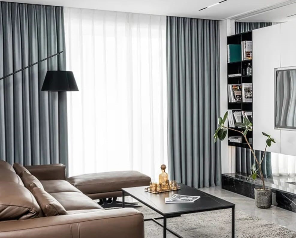 GJ21 opaque drapery, double-sided satin blackout, gray