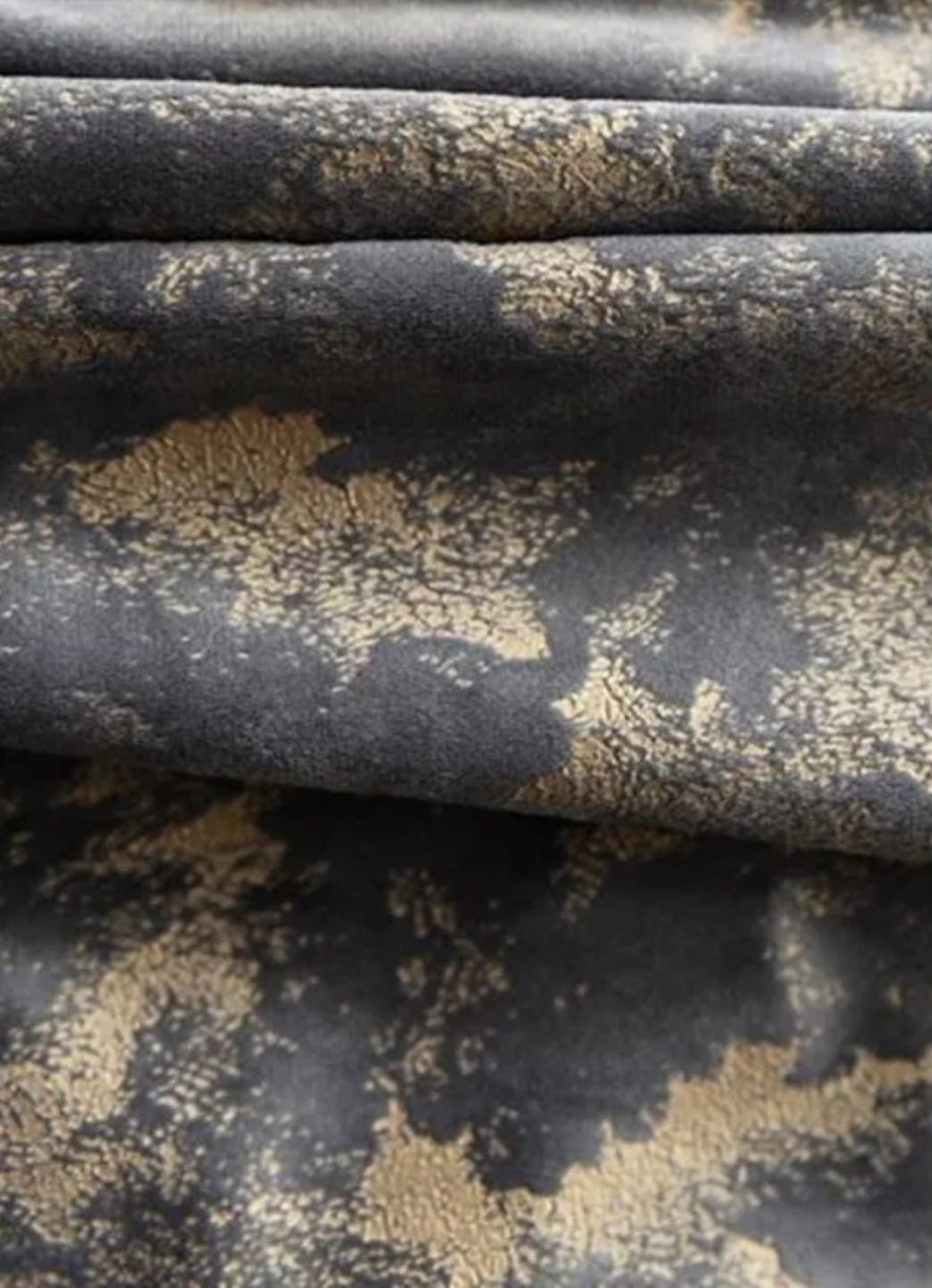 Printed, textured Velvet drapery with golden patina